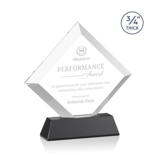 Awards and Trophies - Crystal Awards - Belaire Black on Newhaven Base Diamond Crystal Award