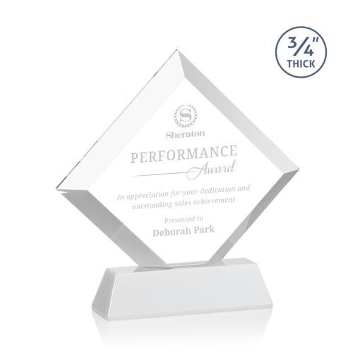 Awards and Trophies - Crystal Awards - Belaire White on Newhaven Base Diamond Crystal Award