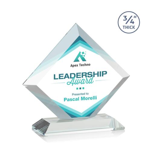 Awards and Trophies - Crystal Awards - Belaire Full Color Clear Diamond Crystal Award
