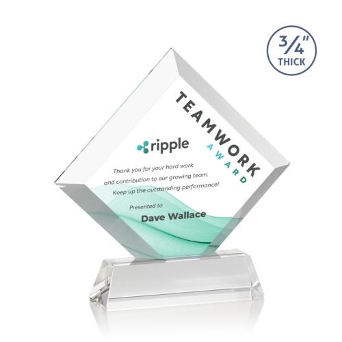 Awards and Trophies - Crystal Awards - Belaire Full Color Clear on Newhaven Base Diamond Crystal Award