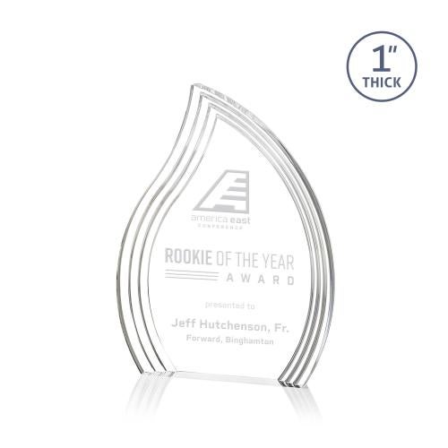 Awards and Trophies - Acrylic Awards - Tidworth Clear Flame Acrylic Award
