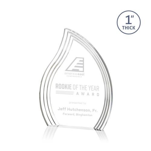 Awards and Trophies - Acrylic Awards - Tidworth Clear Left Flame Acrylic Award