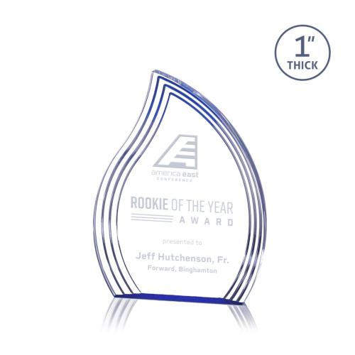 Awards and Trophies - Acrylic Awards - Tidworth Blue Left Flame Acrylic Award