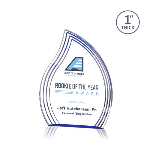 Awards and Trophies - Acrylic Awards - Tidworth Full Color Blue Left Flame Acrylic Award