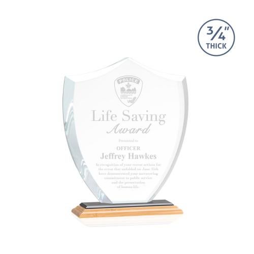 Awards and Trophies - Crystal Awards - Scudo Shield Bamboo/Black Unique Wood Award