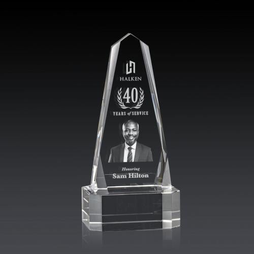 Awards and Trophies - Crystal Awards - Geneva 3D Clear on Base Obelisk Crystal Award
