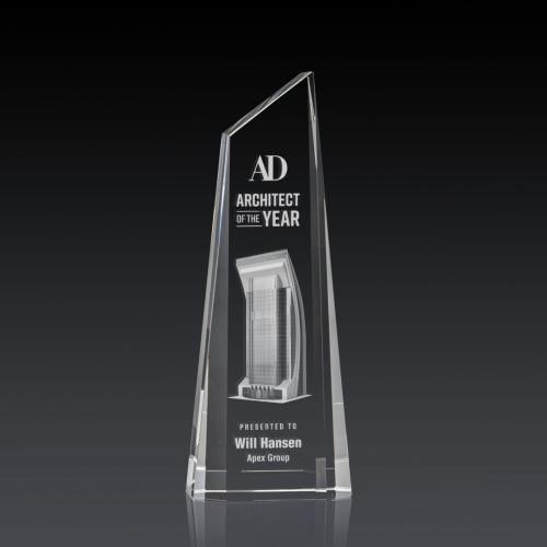 Awards and Trophies - Crystal Awards - Akron Tower 3D Peaks Crystal Award