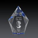 Devron 3D Blue Polygon Crystal Award