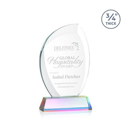 Awards and Trophies - Crystal Awards - Wichita Prismatic on Newhaven Base Flame Crystal Award