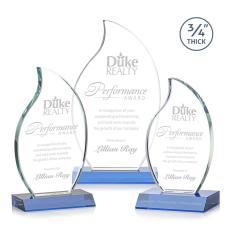 Croydon Sky Blue Flame Crystal Award - Crystal Awards