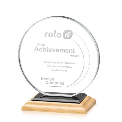 Awards and Trophies - Crystal Awards - Victoria Bamboo/Black Circle Wood Award