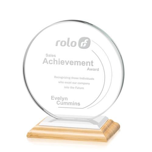 Awards and Trophies - Crystal Awards - Victoria Bamboo/White Circle Wood Award
