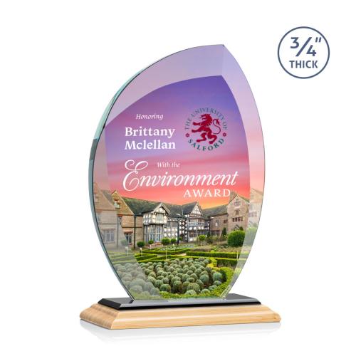 Awards and Trophies - Crystal Awards - Wichita Full Color Bamboo/Black Flame Wood Award