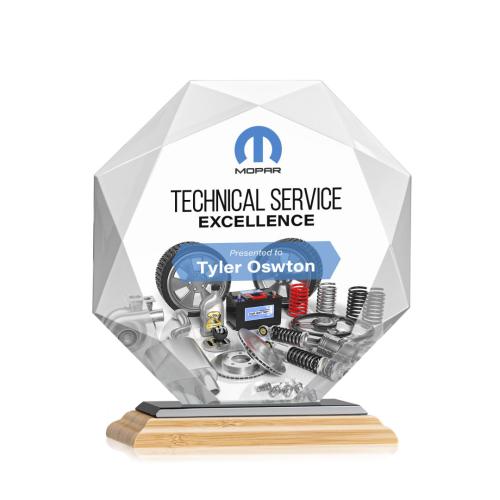 Awards and Trophies - Crystal Awards - Kitchener Full Color Bamboo/Black Polygon Wood Award