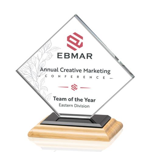 Awards and Trophies - Crystal Awards - Wellington Full Color Bamboo/Black Diamond Wood Award