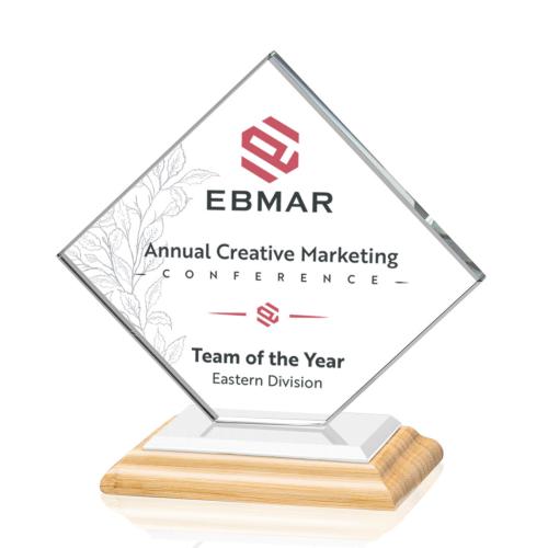 Awards and Trophies - Crystal Awards - Wellington Full Color Bamboo/White Diamond Wood Award