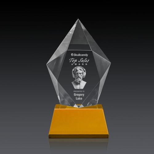 Awards and Trophies - Crystal Awards - Devron 3D Amber on Base Polygon Crystal Award