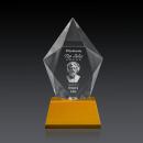 Devron 3D Amber on Base Polygon Crystal Award