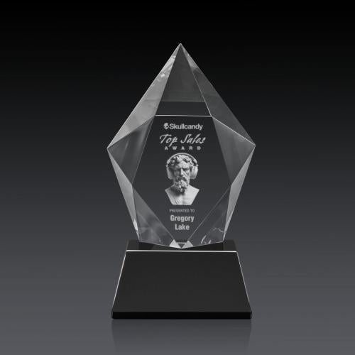 Awards and Trophies - Crystal Awards - Devron 3D Black on Base Polygon Crystal Award