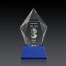 Devron 3D Blue on Base Polygon Crystal Award