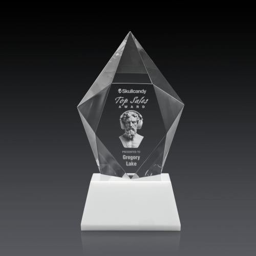 Awards and Trophies - Crystal Awards - Devron 3D White on Base Polygon Crystal Award