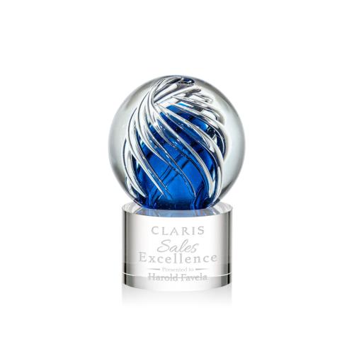 Awards and Trophies - Crystal Awards - Glass Awards - Art Glass Awards - Genista Clear on Marvel Base Globe Glass Award