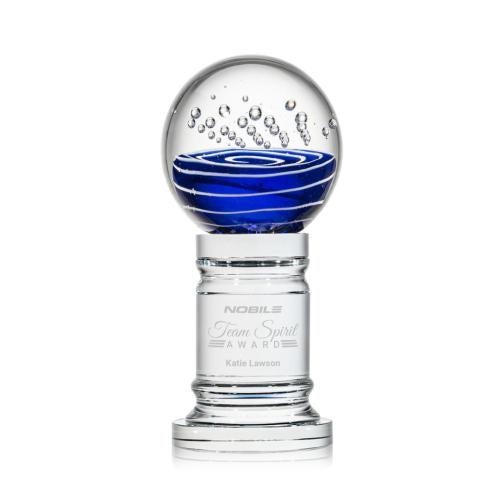 Awards and Trophies - Crystal Awards - Glass Awards - Art Glass Awards - Tranquility Clear on Colverstone Base Globe Glass Award