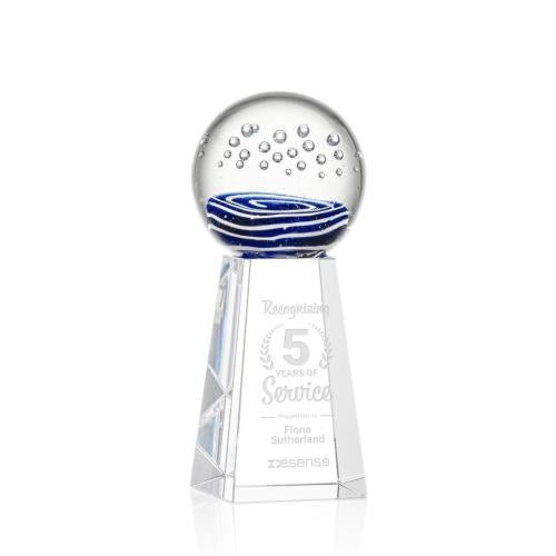Awards and Trophies - Crystal Awards - Glass Awards - Art Glass Awards - Tranquility Clear on Novita Base Globe Glass Award