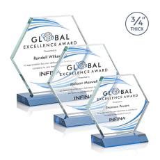Employee Gifts - Pickering Full Color Sky Blue Polygon Crystal Award