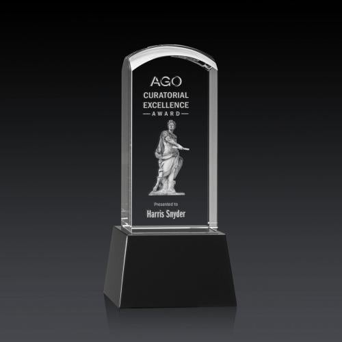 Awards and Trophies - Crystal Awards - Silkwood 3D Black on Base Towers Crystal Award