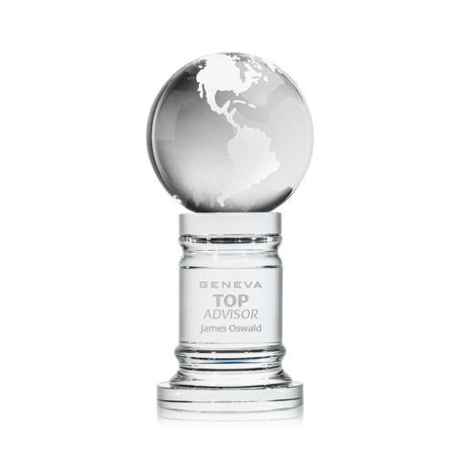 Awards and Trophies - Crystal Awards - Globe Globe on Colverstone Base Crystal Award