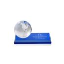 Globe Blue on Rectangle Base Globe Crystal Award