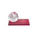 Globe Red on Rectangle Base Globe Crystal Award