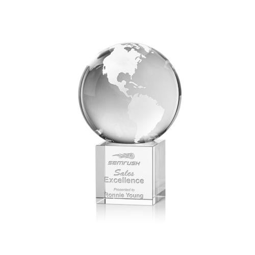 Awards and Trophies - Crystal Awards - Globe Globe on Granby Base Crystal Award