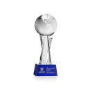 Globe Blue on Grafton Base Globe Crystal Award