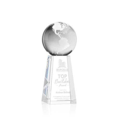 Awards and Trophies - Crystal Awards - Globe Globe on Novita Base Crystal Award