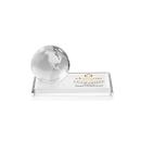 Globe Full Color Clear on Rectangle Base Globe Crystal Award