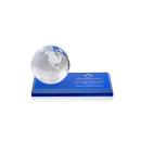 Globe Full Color Blue on Rectangle Base Globe Crystal Award