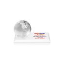 Globe Full Color White on Rectangle Base Globe Crystal Award