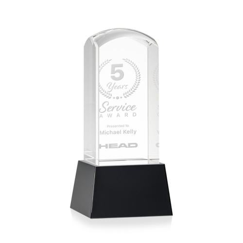 Awards and Trophies - Crystal Awards - Silkwood Black on Base Towers Crystal Award