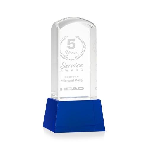 Awards and Trophies - Crystal Awards - Silkwood Blue on Base Towers Crystal Award