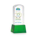 Silkwood Full Color Green on Base Towers Crystal Award