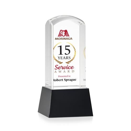 Awards and Trophies - Crystal Awards - Silkwood Full Color Black on Base Towers Crystal Award