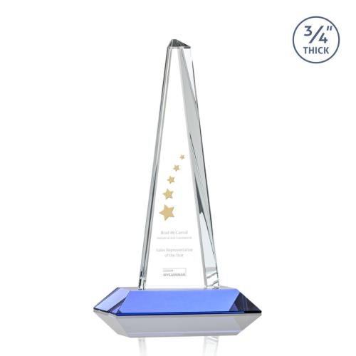 Awards and Trophies - Crystal Awards - Majestic Tower Sky Blue Towers Crystal Award