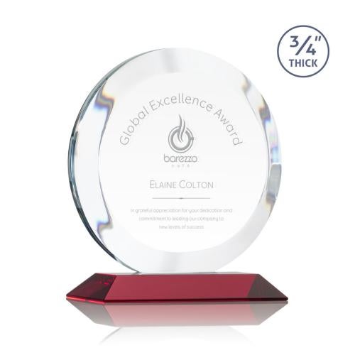 Awards and Trophies - Crystal Awards - Gibralter Red Circle Crystal Award