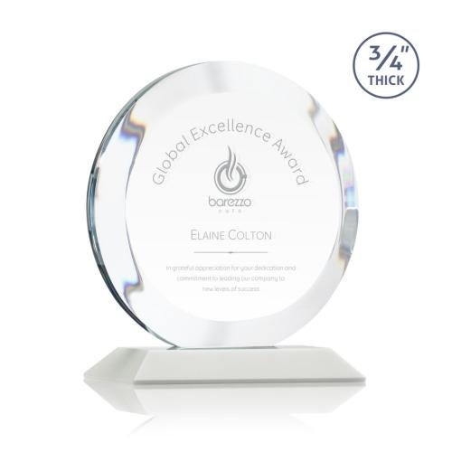 Awards and Trophies - Crystal Awards - Gibralter White Circle Crystal Award