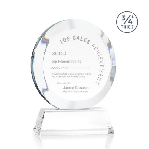 Awards and Trophies - Crystal Awards - Gibralter Clear on Newhaven Base Circle Crystal Award
