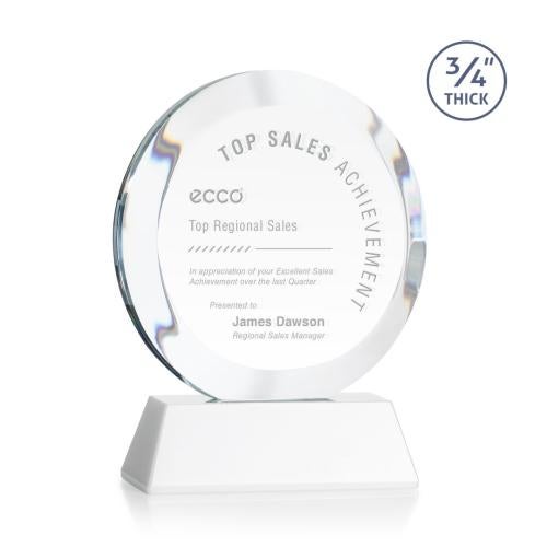 Awards and Trophies - Crystal Awards - Gibralter White on Newhaven Base Circle Crystal Award