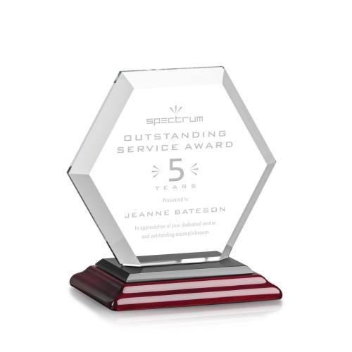 Awards and Trophies - Crystal Awards - Barnett Rosewood Polygon Crystal Award