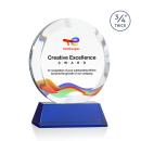 Gibralter Full Color Blue on Newhaven Base Circle Crystal Award